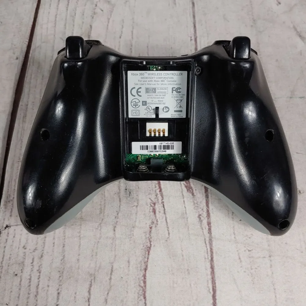 Microsoft Xbox 360 Wireless Controller - BLACK No Battery Cover - TESTED WORKING